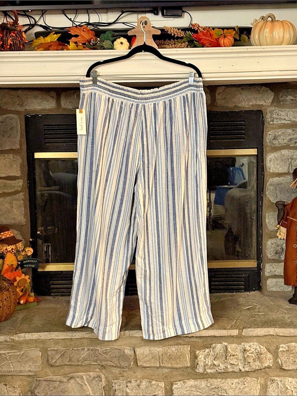 land' n sea Striped Wide Leg Pants in Blue & White Size 2X NWT
